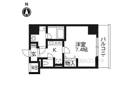 クリスタルグランツ京都御所西(1K/9階)の間取り写真