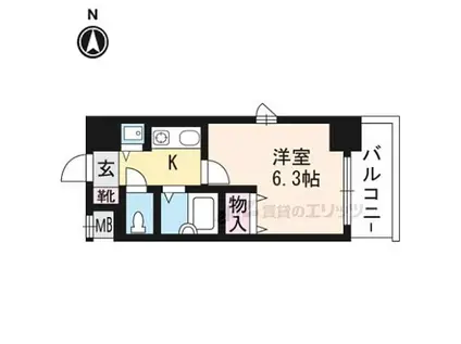 プレサンス京都烏丸御池II(1K/9階)の間取り写真