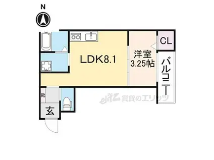 ST.RESIDENCE深草(1LDK/3階)の間取り写真