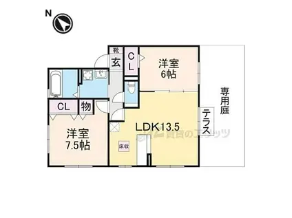 セジュール大堀(2LDK/1階)の間取り写真