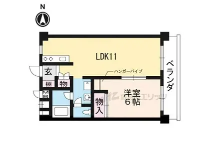 エリッツ7(1LDK/6階)の間取り写真