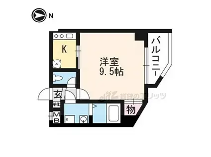 JR山陰本線 丹波口駅 徒歩12分 9階建 築17年(1K/8階)の間取り写真