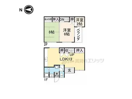 京阪本線 清水五条駅 徒歩2分 2階建 築125年(3LDK)の間取り写真