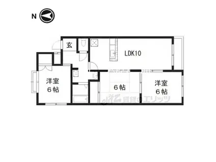 香珠マンション(3LDK/1階)の間取り写真