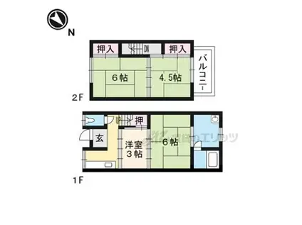 京都市営烏丸線 北山駅(京都) バス乗車時間：11分 紫野泉堂町バス停で下車 徒歩2分 2階建 築52年(3K)の間取り写真