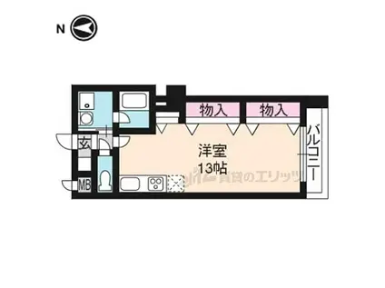 京都市営烏丸線 烏丸御池駅 徒歩3分 11階建 築24年(1K/3階)の間取り写真