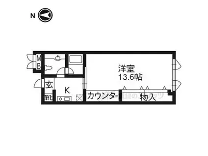 北山ヒルズ(1K/3階)の間取り写真