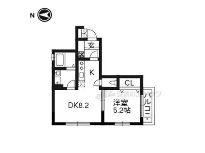 KMC鴨川仁王門(1DK/2階)の間取り写真