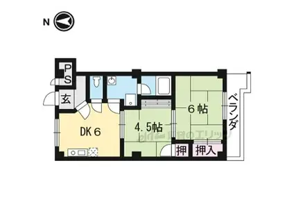 レジデンスヤマテ(2DK/3階)の間取り写真