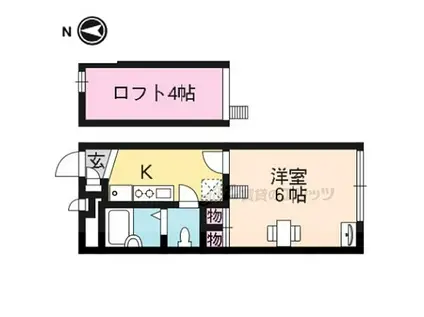 JR山陰本線 円町駅 徒歩4分 2階建 築19年(1K/1階)の間取り写真