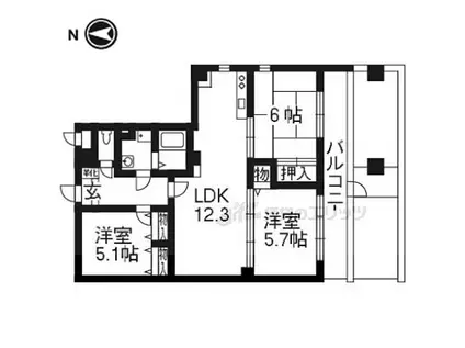 阪急嵐山線 松尾大社駅 徒歩18分 5階建 築30年(3LDK/4階)の間取り写真