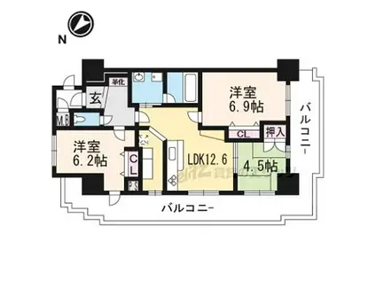 信開ガーデンコート西大路(3LDK/3階)の間取り写真