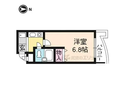 JR山陰本線 梅小路京都西駅 徒歩5分 5階建 築33年(1K/4階)の間取り写真