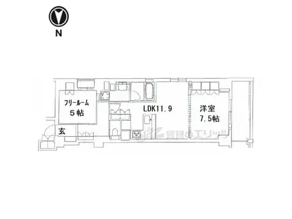 京都市営烏丸線 今出川駅 徒歩15分 7階建 築1年(1LDK/3階)の間取り写真