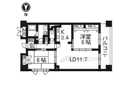 メゾン油小路(2LDK/3階)の間取り写真