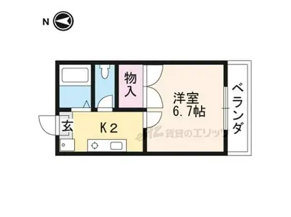 叡山電鉄叡山本線 一乗寺駅 徒歩4分 5階建 築30年(1K/5階)の間取り写真