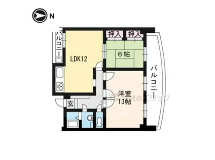 阪急京都本線 大宮駅(京都) 徒歩8分 7階建 築28年(2LDK/7階)の間取り写真