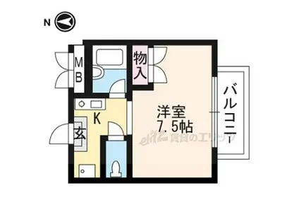 黒門京邑館(1K/3階)の間取り写真