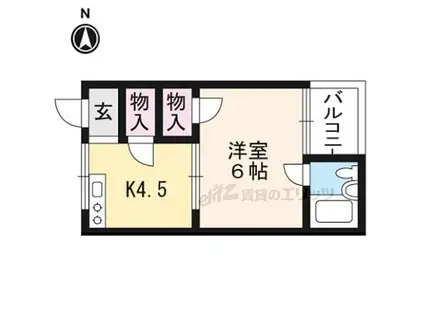 グリーンビラ京都(1DK/1階)の間取り写真