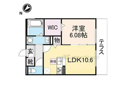 レジデンスコート栗東(1LDK/1階)の間取り写真
