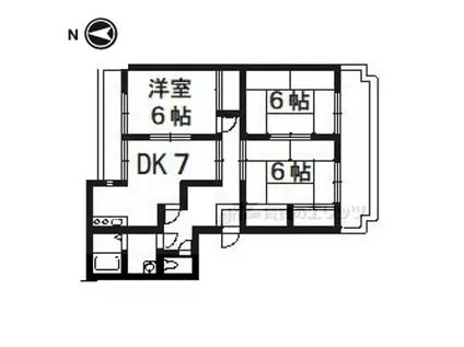 マンション平津(2LDK/3階)の間取り写真