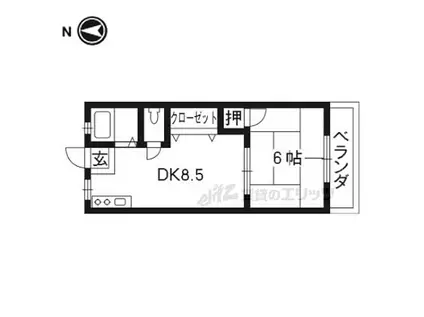 京阪本線 藤森駅 徒歩11分 4階建 築49年(1DK/3階)の間取り写真