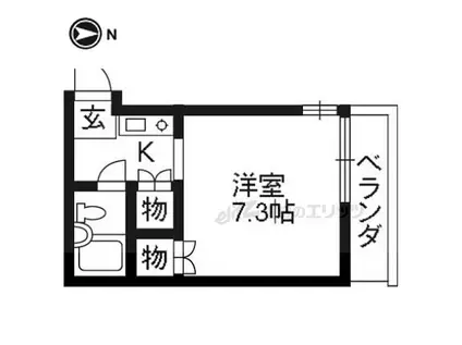 京都市営烏丸線 五条駅(京都市営) 徒歩2分 4階建 築37年(1K/2階)の間取り写真