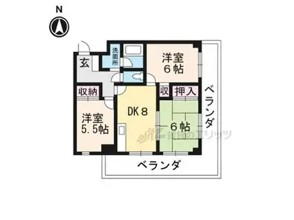 レークマンション(3DK/6階)の間取り写真