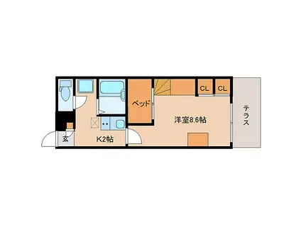 レオパレスKIZUGAWA(1K/1階)の間取り写真