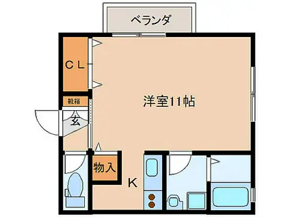 近鉄京都線 木津川台駅 徒歩9分 2階建 築19年(1K/1階)の間取り写真