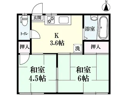 コーポ三和(2K/1階)の間取り写真