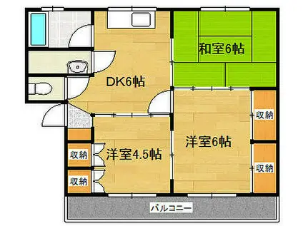 JR仙山線 東照宮駅 徒歩15分 2階建 築47年(3DK/1階)の間取り写真