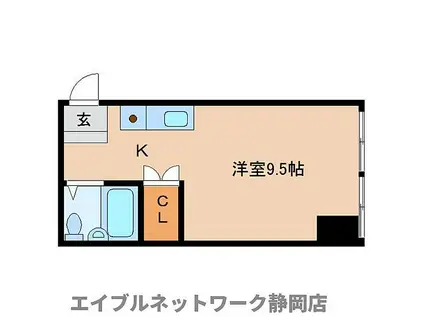 静岡鉄道静岡清水線 新静岡駅 徒歩3分 6階建 築36年(ワンルーム/4階)の間取り写真