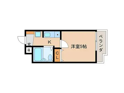 静岡鉄道静岡清水線 音羽町駅 徒歩2分 4階建 築36年(1K/4階)の間取り写真