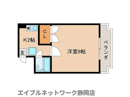 JR東海道本線 静岡駅 徒歩19分 5階建 築34年(1K/2階)の間取り写真