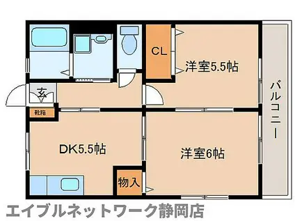 JR東海道本線 安倍川駅 徒歩24分 2階建 築22年(2DK/1階)の間取り写真