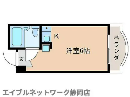 JR東海道本線 静岡駅 徒歩12分 5階建 築39年(ワンルーム/3階)の間取り写真