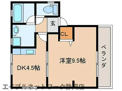 静岡鉄道静岡清水線 新静岡駅 徒歩11分 4階建 築36年(1DK/4階)の間取り写真