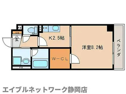 JR東海道本線 静岡駅 徒歩12分 10階建 築16年(1K/9階)の間取り写真