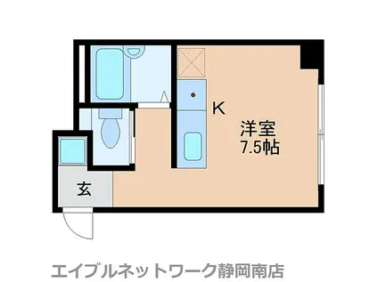 JR東海道本線 静岡駅 徒歩6分 4階建 築39年(ワンルーム/2階)の間取り写真