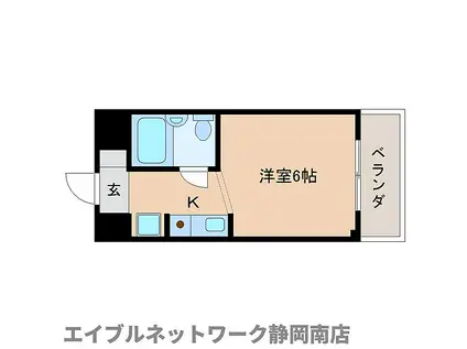 JR東海道本線 静岡駅 徒歩7分 9階建 築34年(ワンルーム/6階)の間取り写真