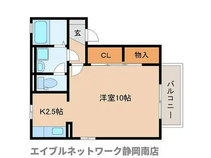 JR東海道本線 焼津駅 徒歩15分 2階建 築15年(ワンルーム/2階)の間取り写真