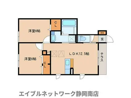 JR東海道本線 西焼津駅 徒歩31分 2階建 築10年(2LDK/1階)の間取り写真