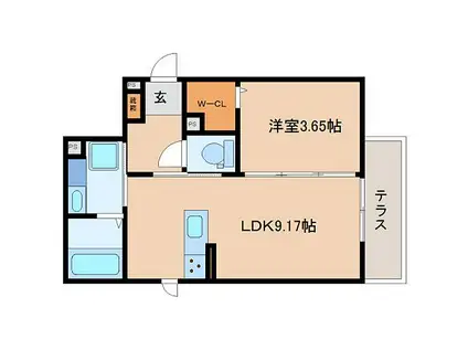 JR東海道本線 藤枝駅 徒歩11分 3階建 築4年(1LDK/1階)の間取り写真