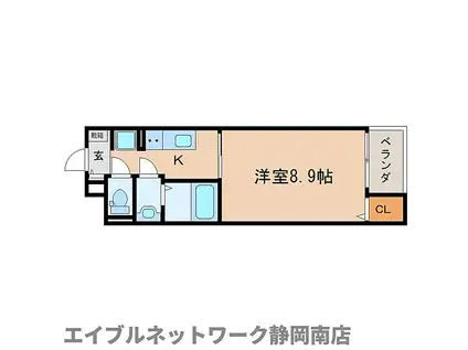 JR東海道本線 静岡駅 徒歩15分 4階建 築8年(1K/3階)の間取り写真