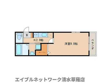 JR東海道本線 草薙駅(静岡鉄道) 徒歩9分 4階建 築5年(1K/2階)の間取り写真