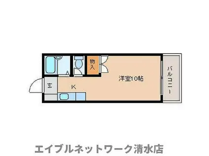 静岡鉄道静岡清水線 桜橋駅(静岡) 徒歩11分 3階建 築38年(ワンルーム/3階)の間取り写真