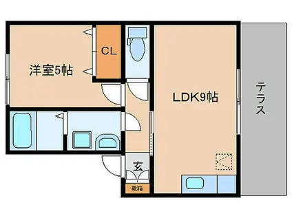 アトリオ・フラン B棟(1LDK/1階)の間取り写真