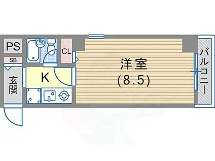 ベルトピア花隈(1K/3階)の間取り写真