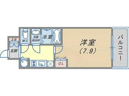エスライズ新神戸Ⅱ(1K/3階)の間取り写真